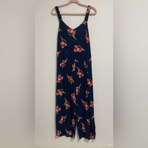 Express Navy Floral Jumpsuit